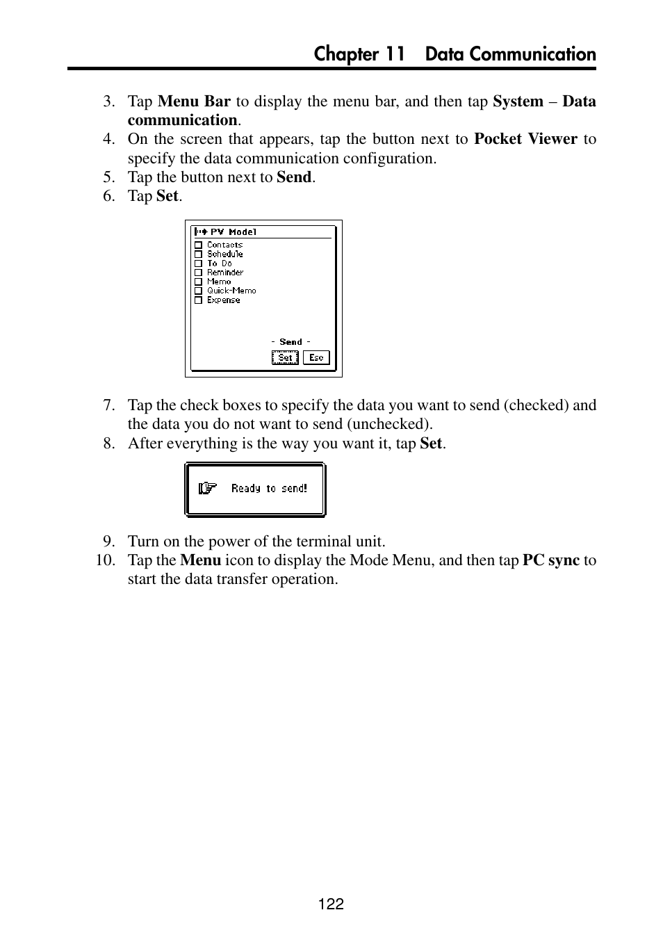 Chapter 11 data communication | Casio PV-S460/PV-S660 User Manual | Page 124 / 187