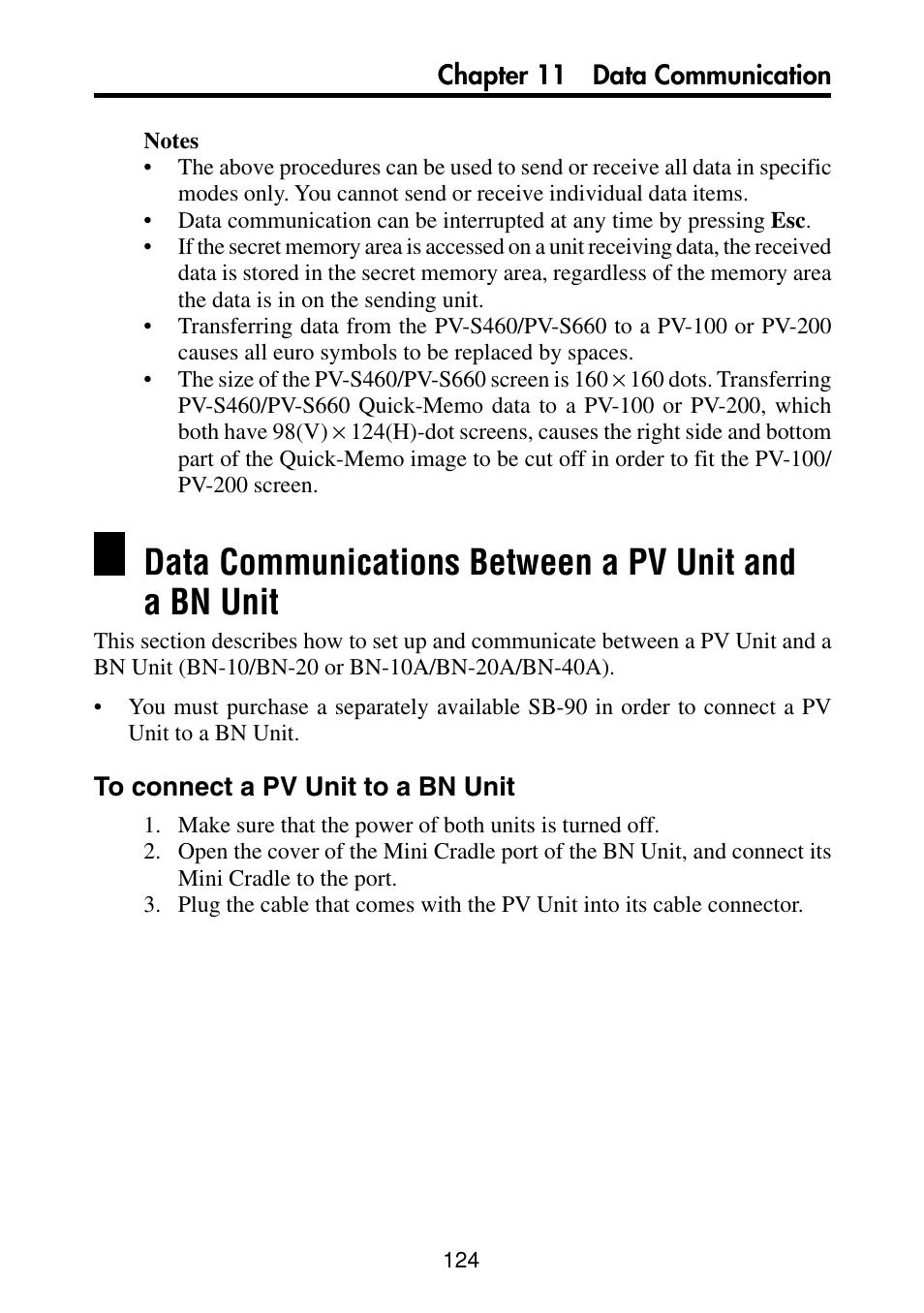 To connect a pv unit to a bn unit | Casio PV-S460/PV-S660 User Manual | Page 126 / 187