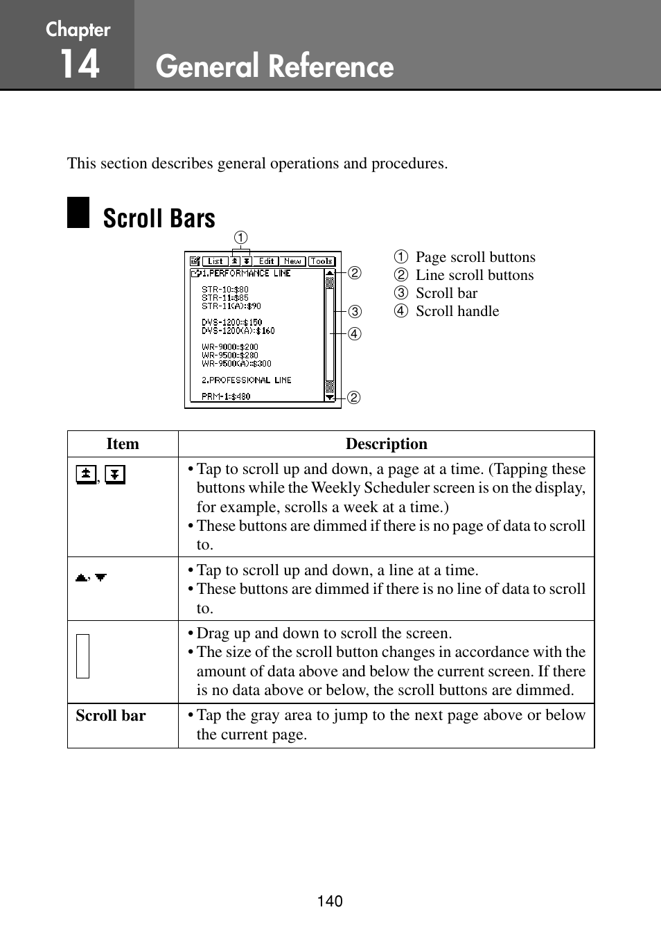 General reference, Scroll bars | Casio PV-S460/PV-S660 User Manual | Page 142 / 187
