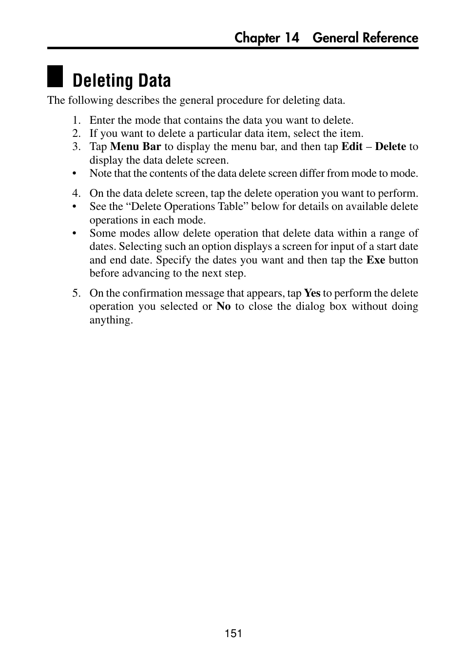 Deleting data | Casio PV-S460/PV-S660 User Manual | Page 153 / 187