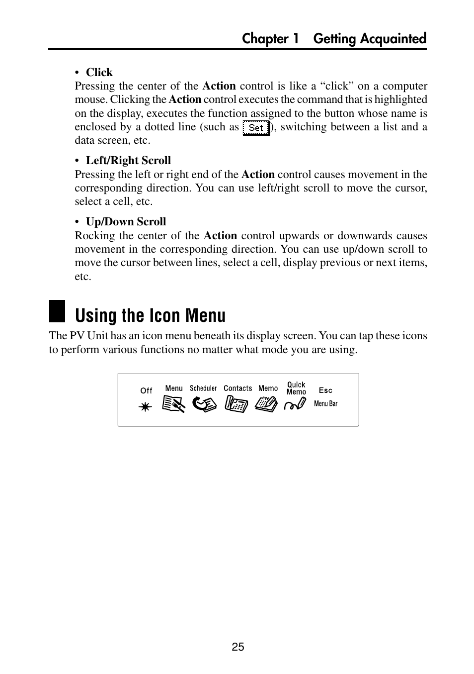 Using the icon menu | Casio PV-S460/PV-S660 User Manual | Page 27 / 187