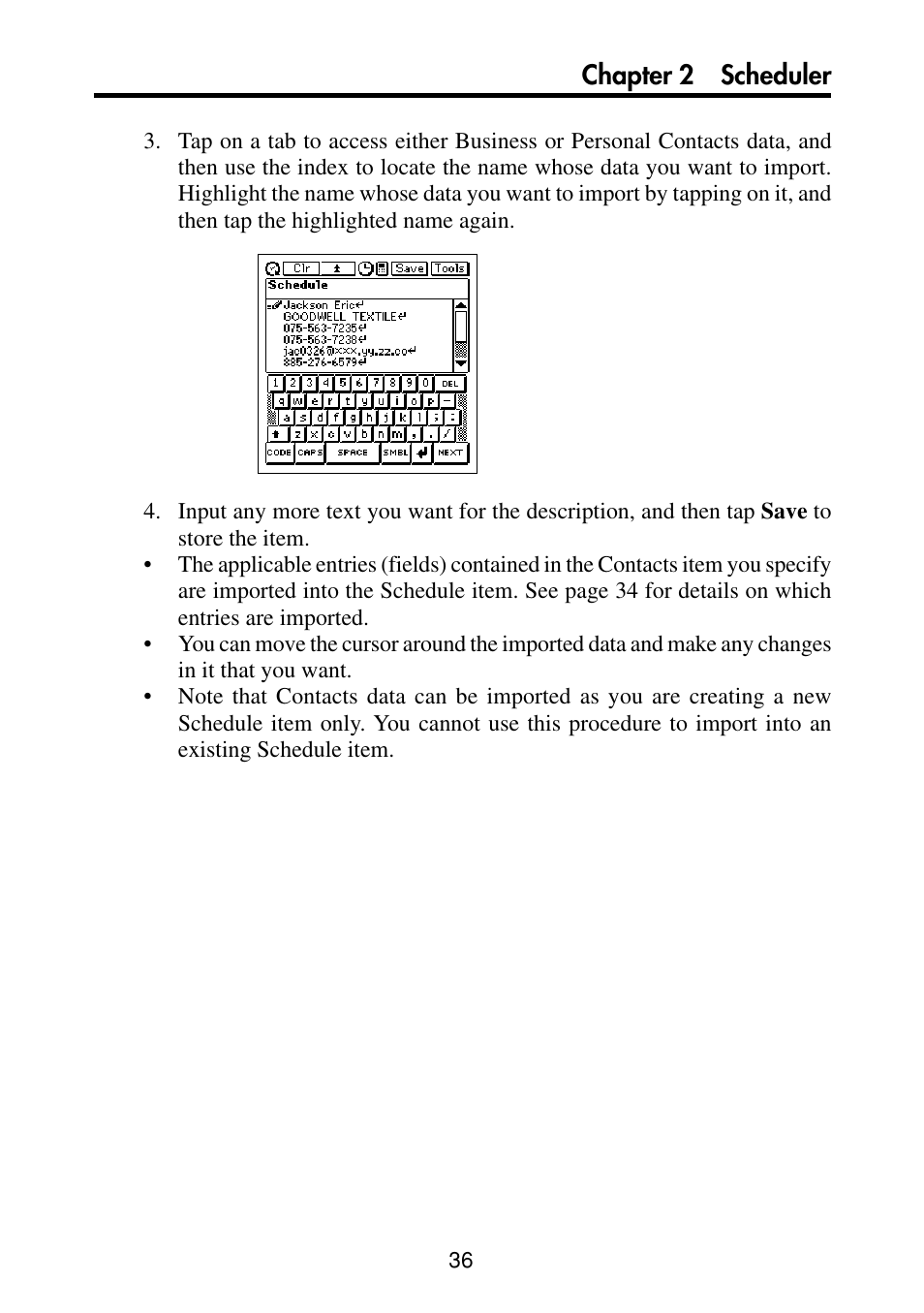 Chapter 2 scheduler | Casio PV-S460/PV-S660 User Manual | Page 38 / 187