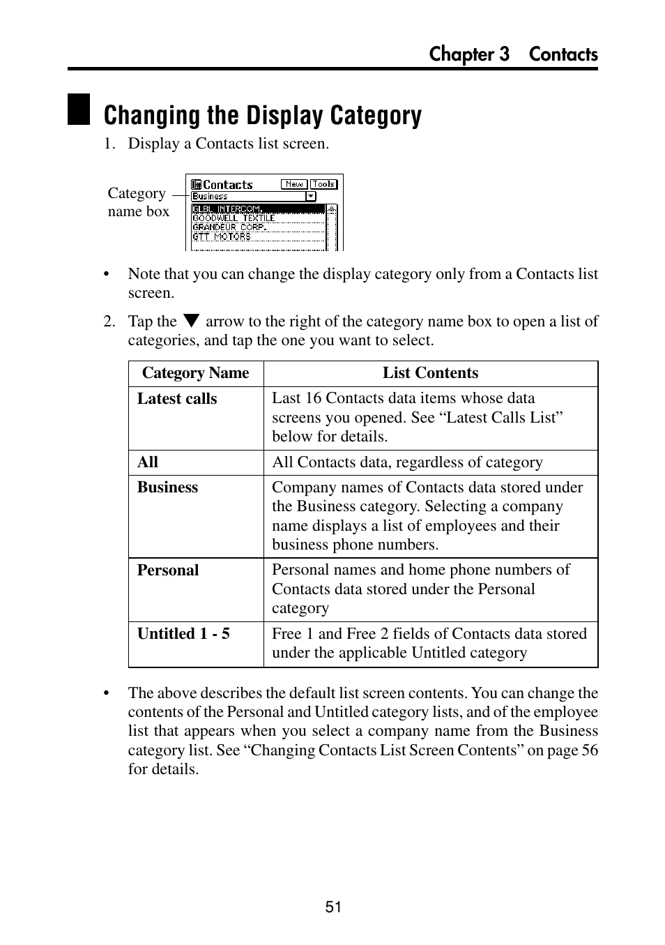 Changing the display category | Casio PV-S460/PV-S660 User Manual | Page 53 / 187