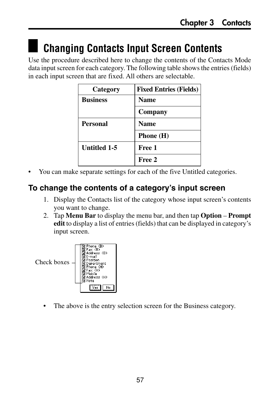 Changing contacts input screen contents | Casio PV-S460/PV-S660 User Manual | Page 59 / 187