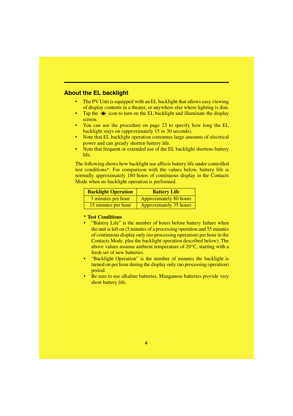 About the el backlight | Casio PV-S460/PV-S660 User Manual | Page 6 / 187