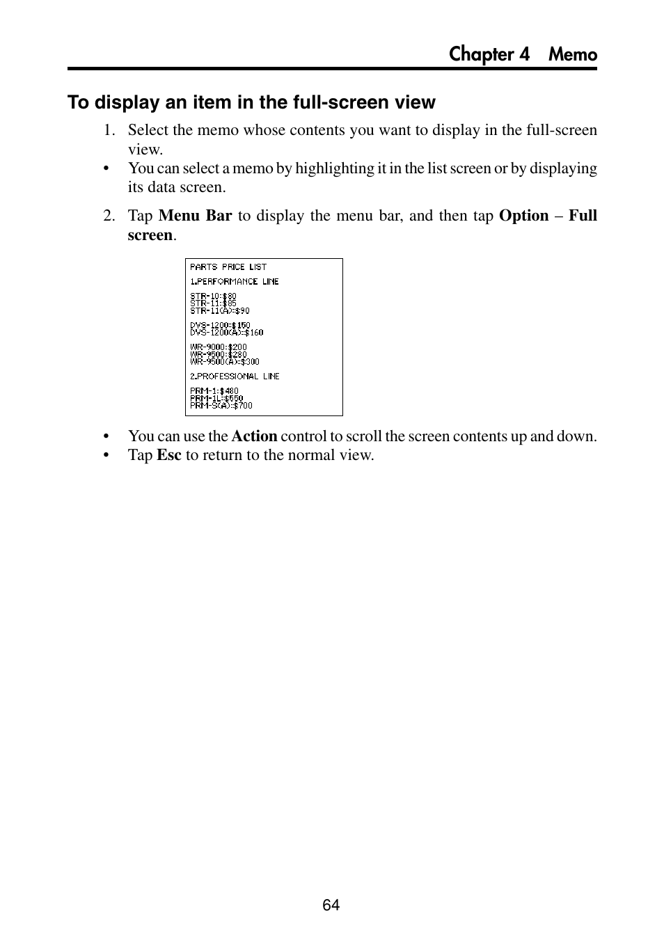 To display an item in the full-screen view | Casio PV-S460/PV-S660 User Manual | Page 66 / 187