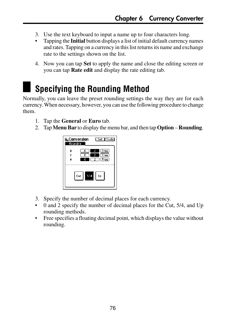 Specifying the rounding method | Casio PV-S460/PV-S660 User Manual | Page 78 / 187