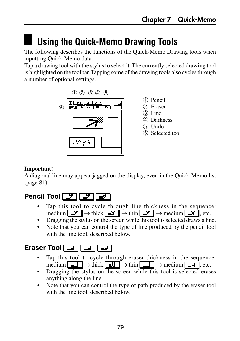 Using the quick-memo drawing tools | Casio PV-S460/PV-S660 User Manual | Page 81 / 187