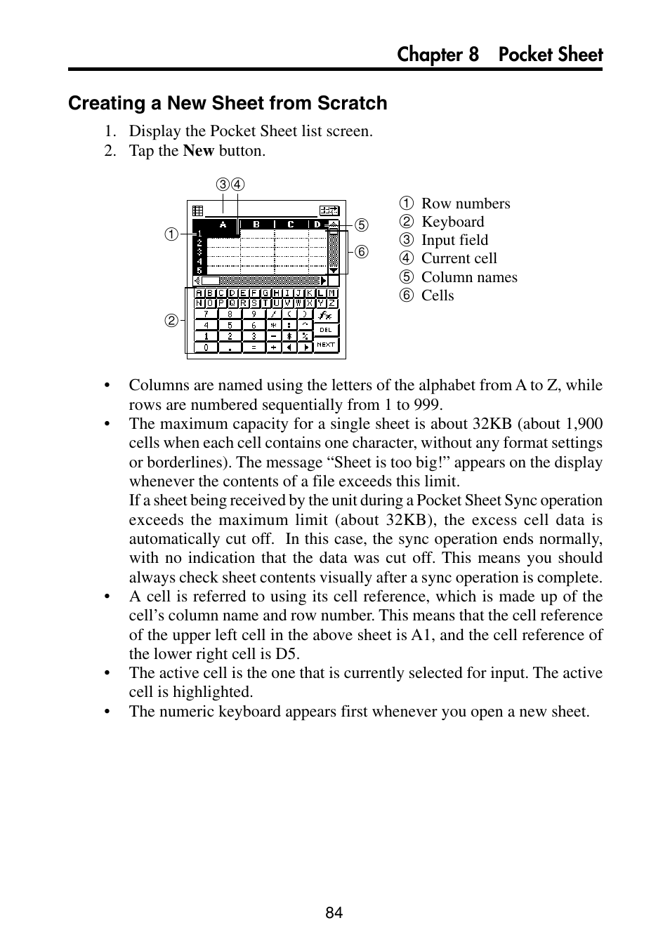 Creating a new sheet from scratch | Casio PV-S460/PV-S660 User Manual | Page 86 / 187