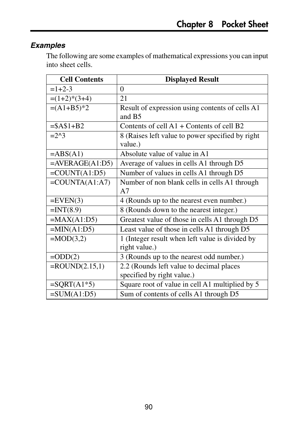 Chapter 8 pocket sheet | Casio PV-S460/PV-S660 User Manual | Page 92 / 187