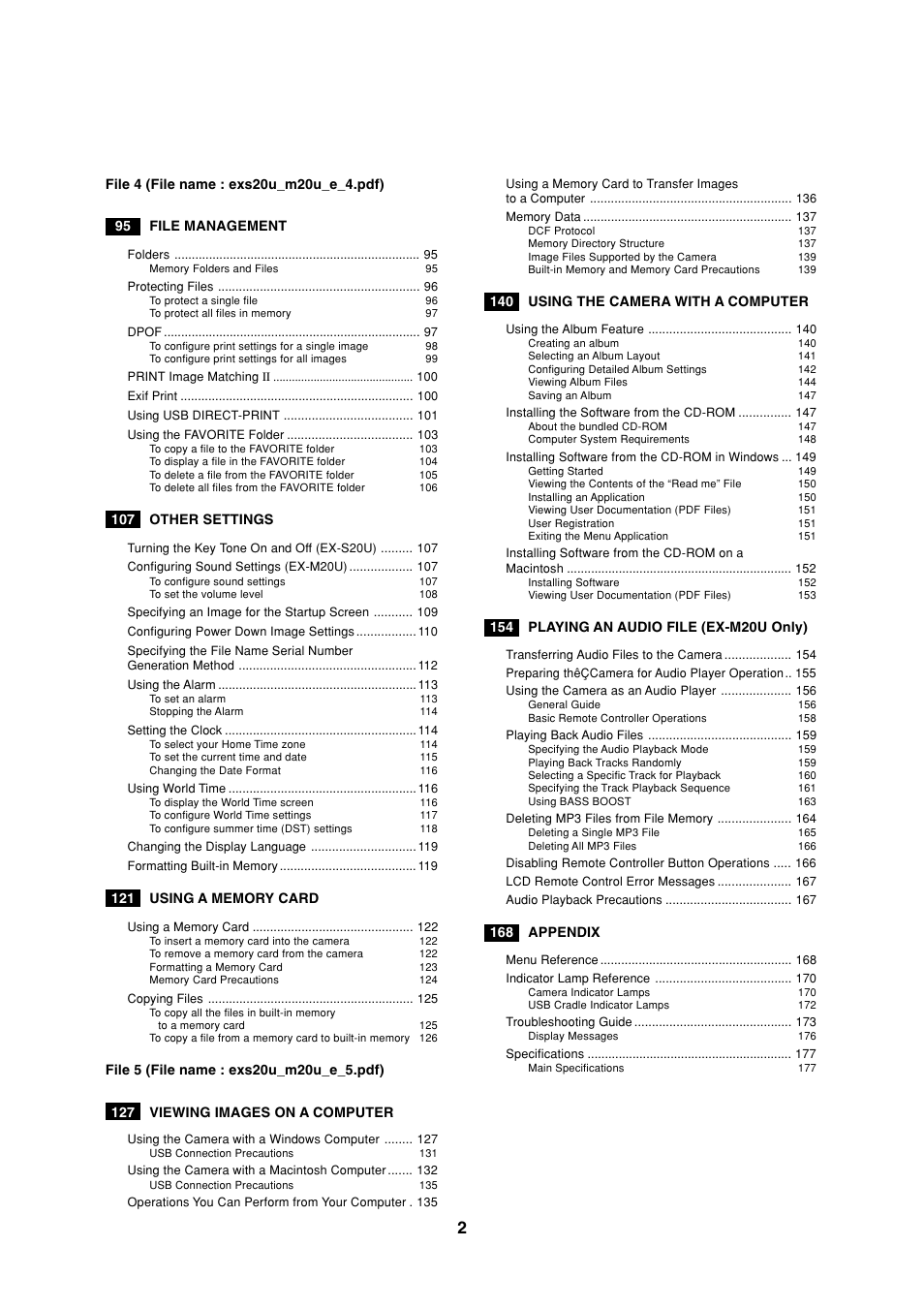 Casio EXILIM EX-S20U User Manual | Page 2 / 2
