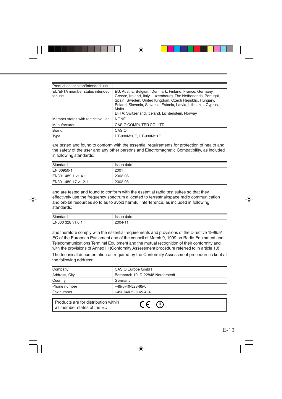 E-13 | Casio DT-930 User Manual | Page 13 / 68