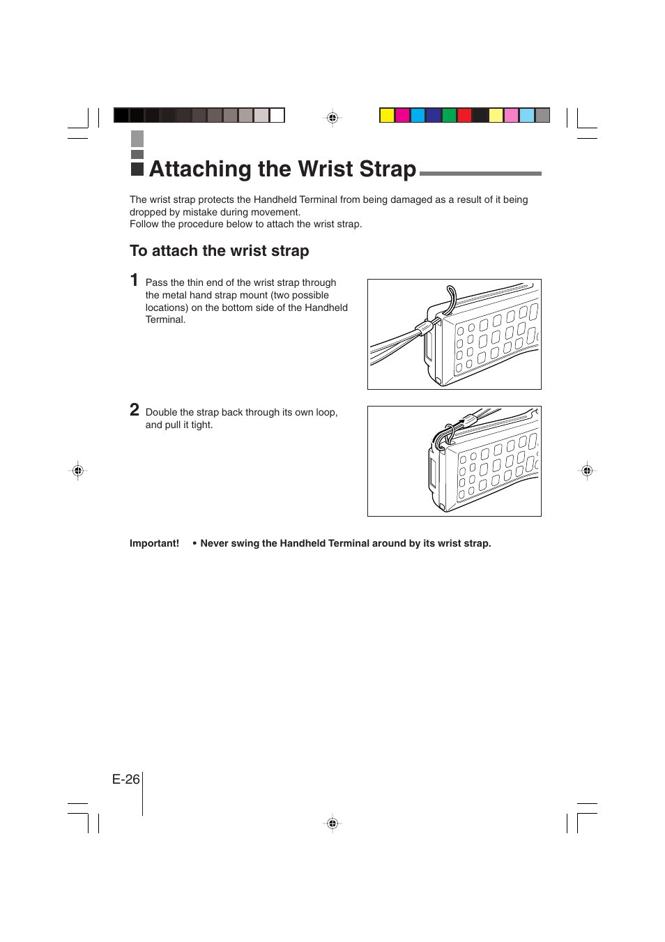 Attaching the wrist strap | Casio DT-930 User Manual | Page 26 / 68