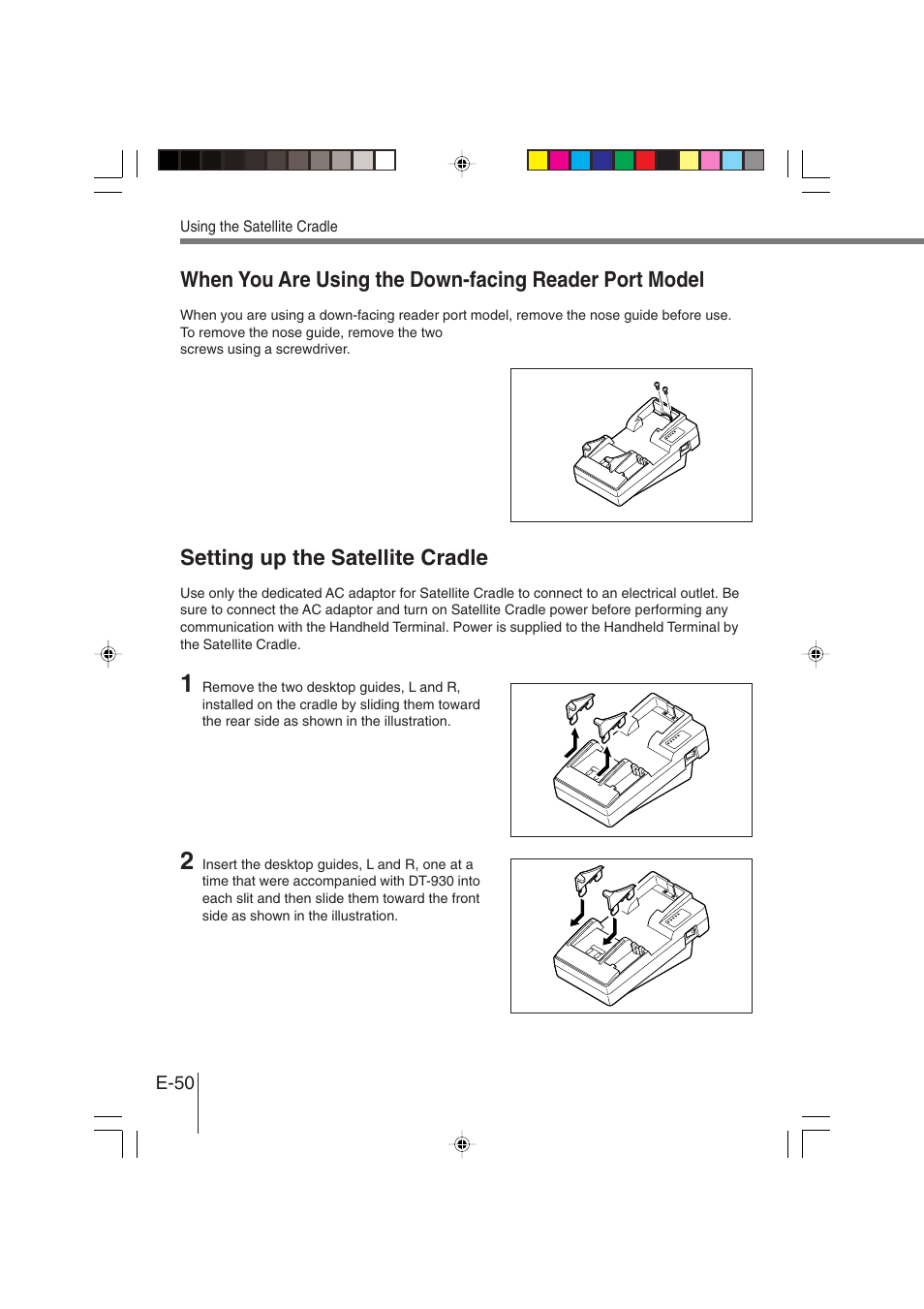 Setting up the satellite cradle | Casio DT-930 User Manual | Page 50 / 68