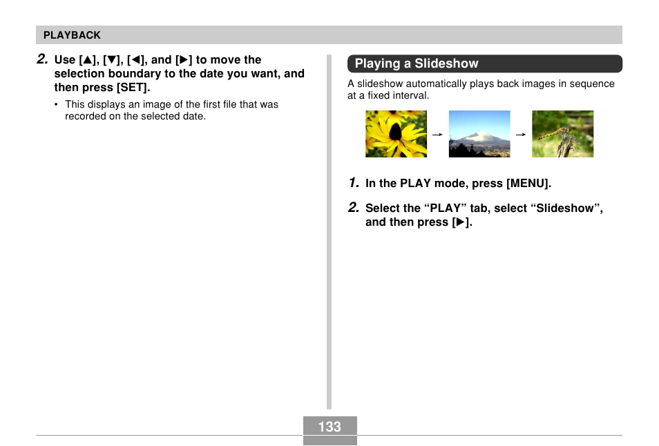 Playing a slideshow | Casio EX-S500 User Manual | Page 133 / 235