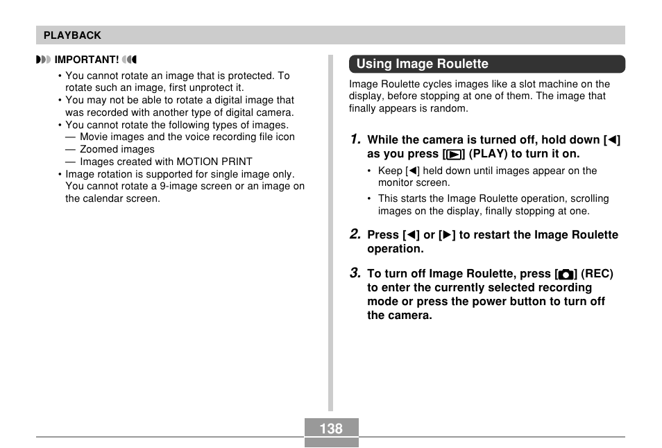 Using image roulette | Casio EX-S500 User Manual | Page 138 / 235