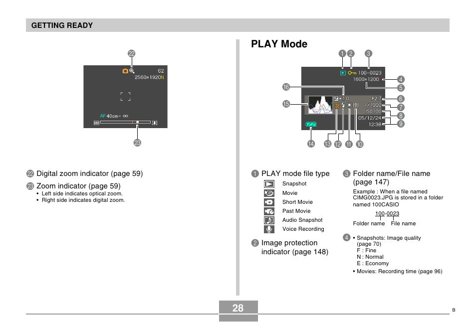 Play mode, 28 play mode | Casio EX-S500 User Manual | Page 28 / 235