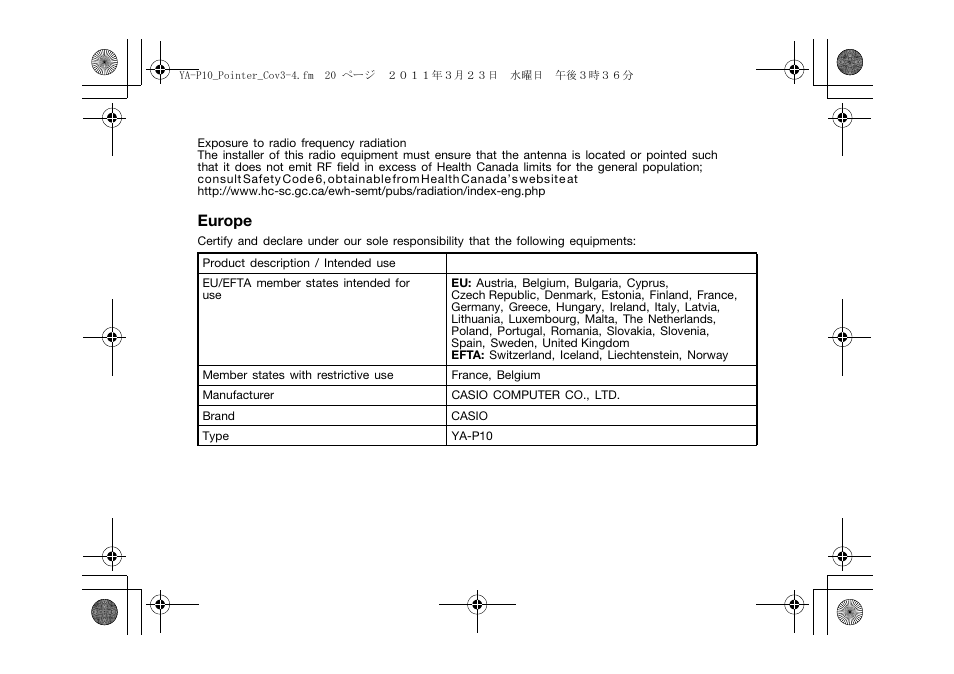 Casio YA-P10 User Manual | Page 27 / 30