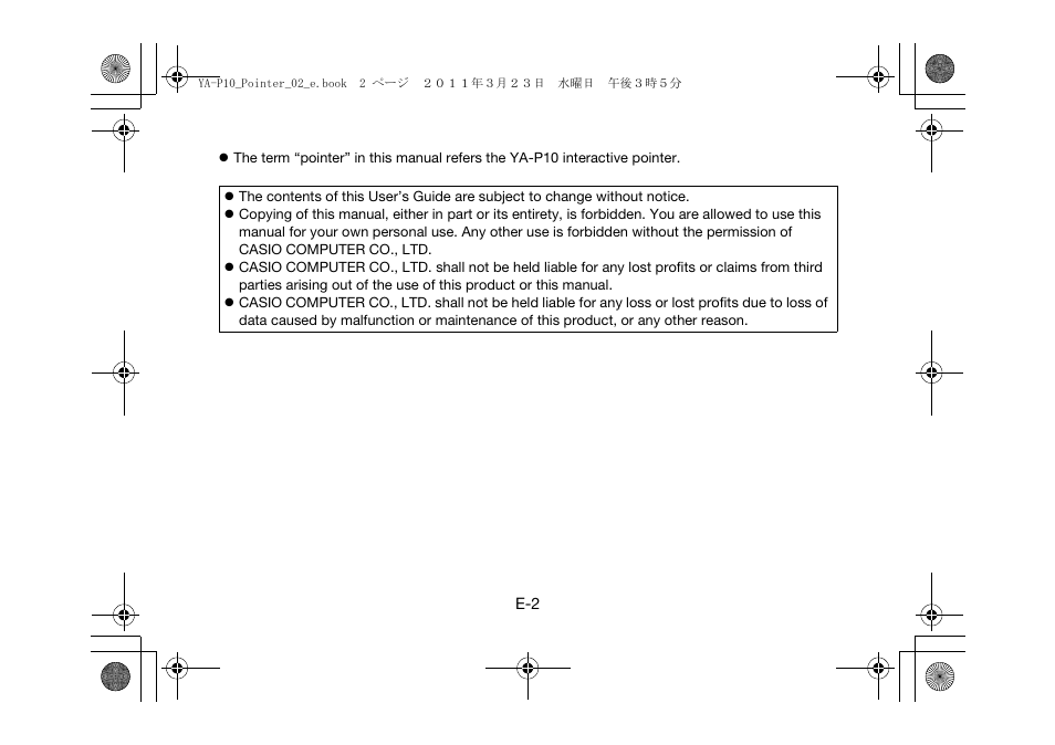 Casio YA-P10 User Manual | Page 3 / 30