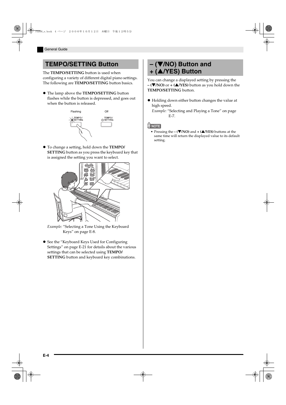 Tempo/setting button | Casio PX-800 User Manual | Page 8 / 53
