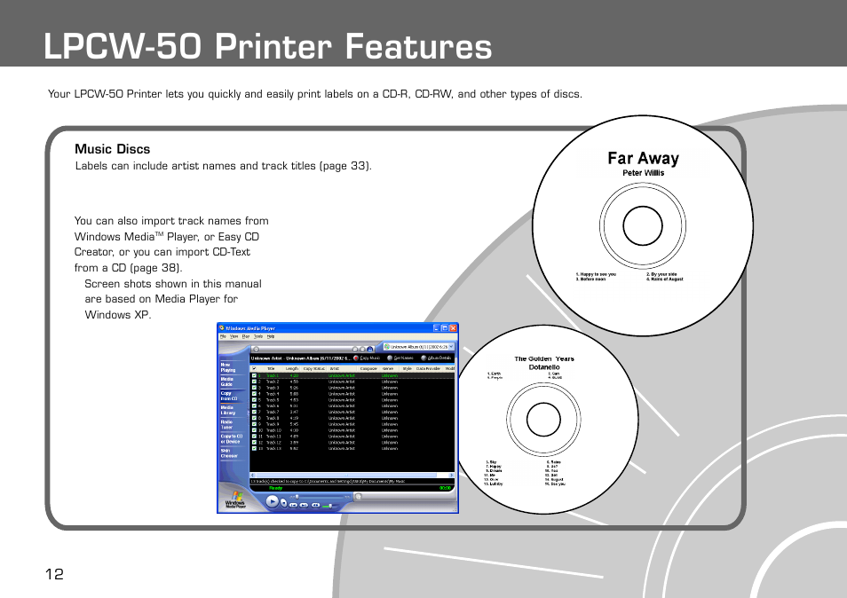 Lpcw-50 printer features | Casio LPCW-50 User Manual | Page 13 / 85