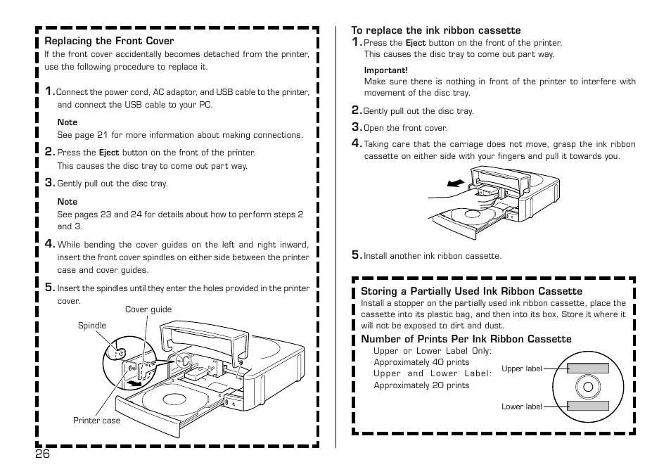 To replace the ink ribbon cassette | Casio LPCW-50 User Manual | Page 27 / 85