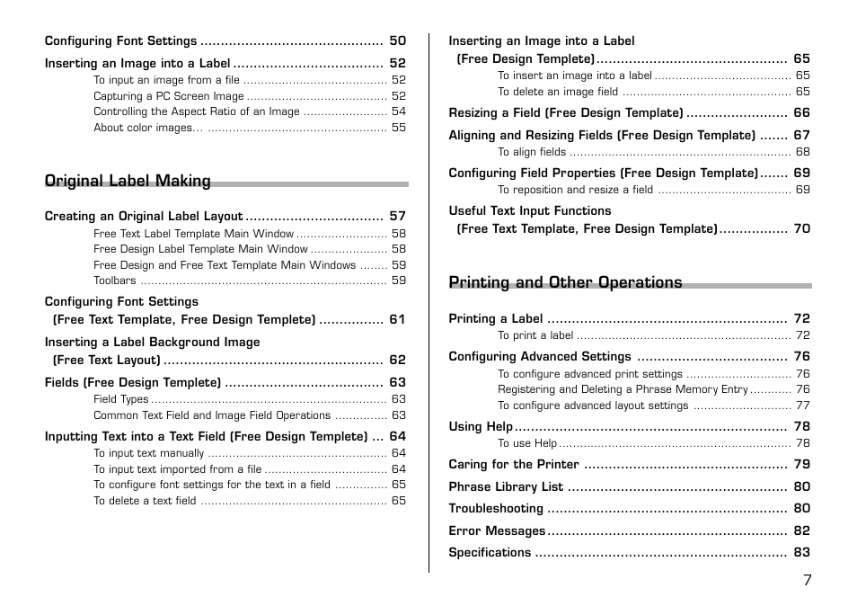 Original label making, Printing and other operations | Casio LPCW-50 User Manual | Page 8 / 85