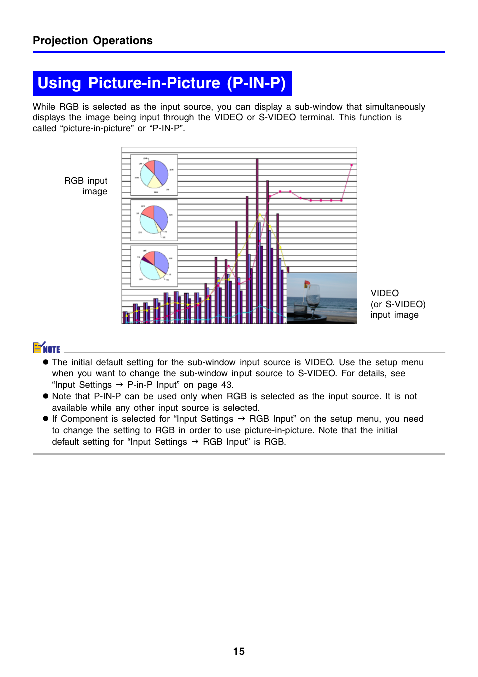 Using picture-in-picture (p-in-p) | Casio XJ-460 User Manual | Page 15 / 78