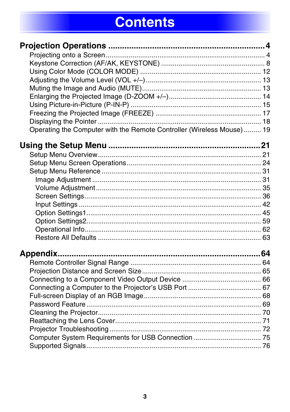 Casio XJ-460 User Manual | Page 3 / 78