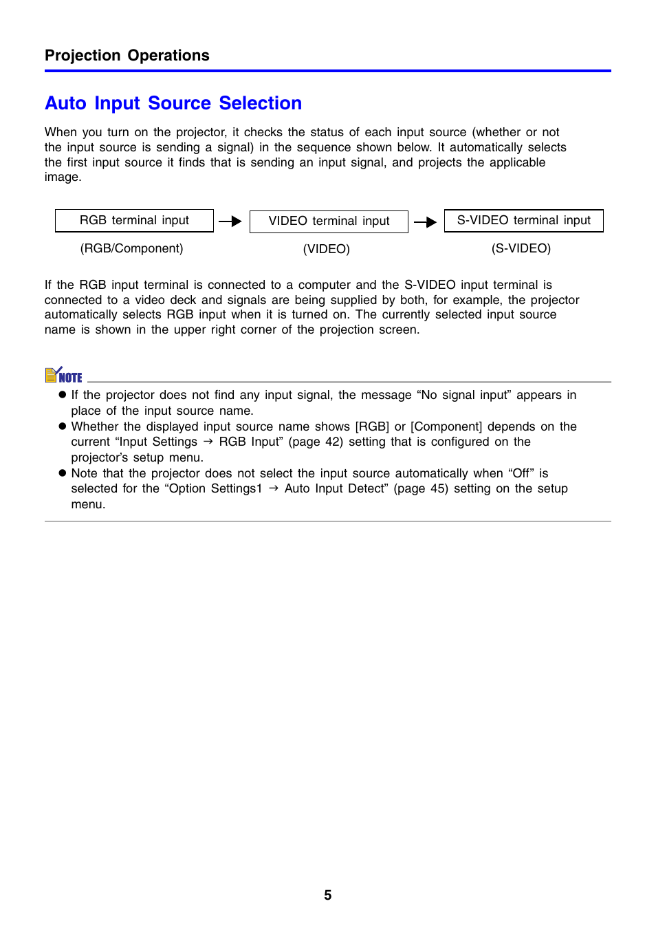 Auto input source selection | Casio XJ-460 User Manual | Page 5 / 78