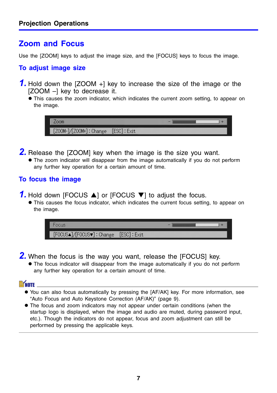 Zoom and focus | Casio XJ-460 User Manual | Page 7 / 78