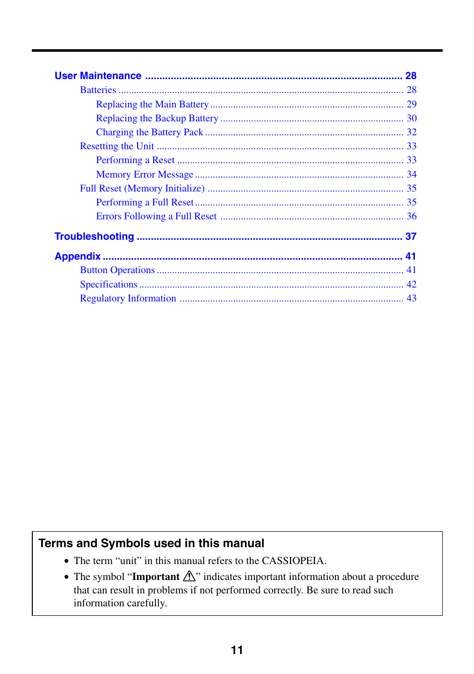 Terms and symbols used in this manual | Casio Cassiopeia EM-500 User Manual | Page 11 / 45