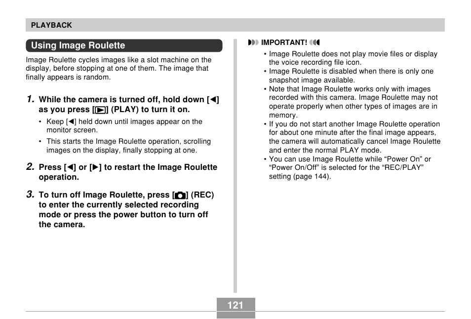 Using image roulette | Casio EXILIM EX-Z55 User Manual | Page 121 / 208