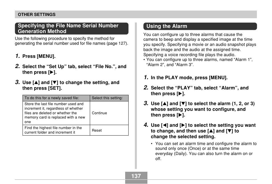 Using the alarm | Casio EXILIM EX-Z55 User Manual | Page 137 / 208