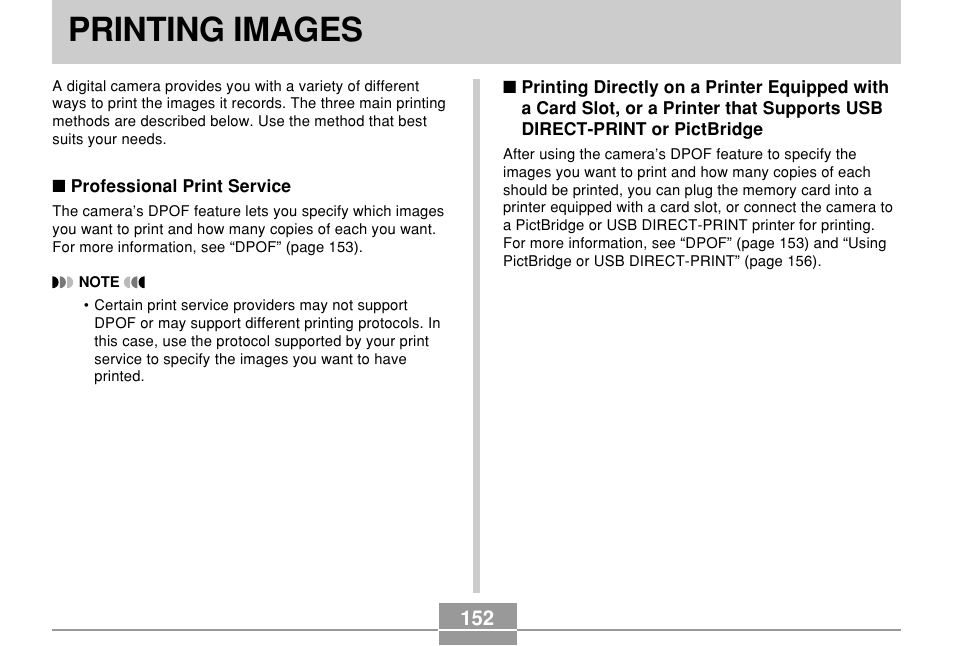 Printing images | Casio EXILIM EX-Z55 User Manual | Page 152 / 208