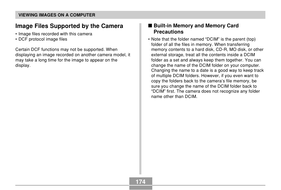 Image files supported by the camera | Casio EXILIM EX-Z55 User Manual | Page 174 / 208