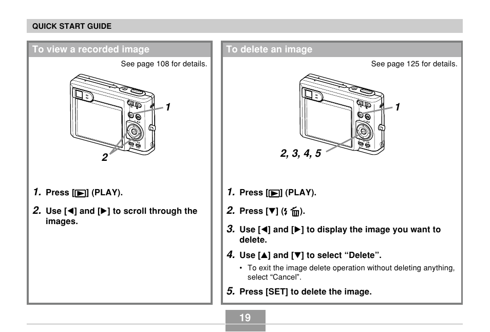 To view a recorded image, To delete an image | Casio EXILIM EX-Z55 User Manual | Page 19 / 208