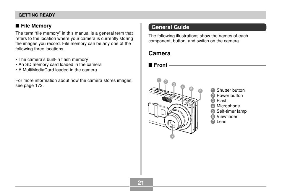 General guide, Camera | Casio EXILIM EX-Z55 User Manual | Page 21 / 208