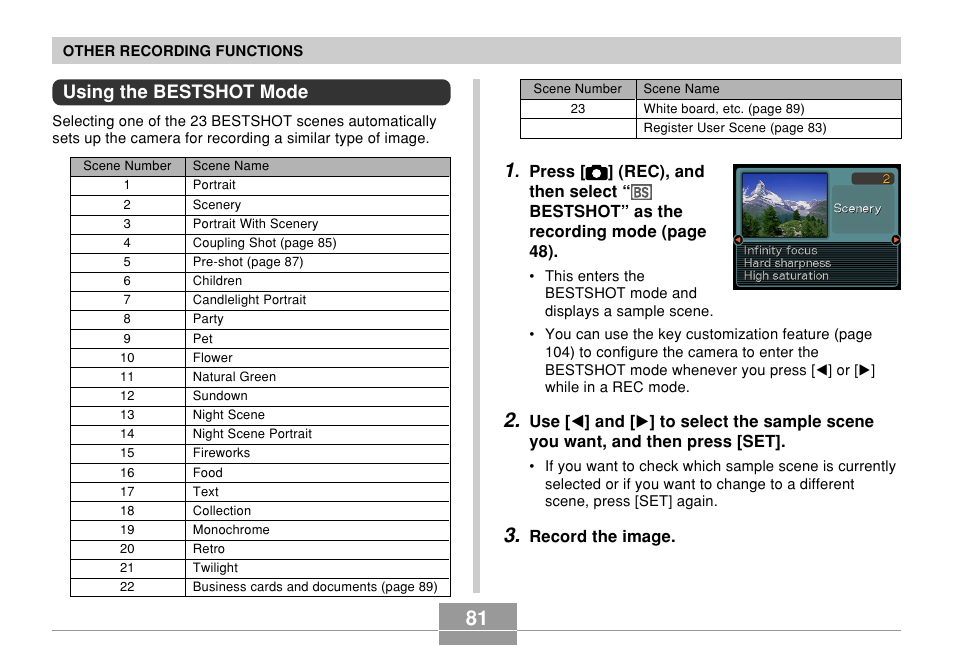 Using the bestshot mode | Casio EXILIM EX-Z55 User Manual | Page 81 / 208