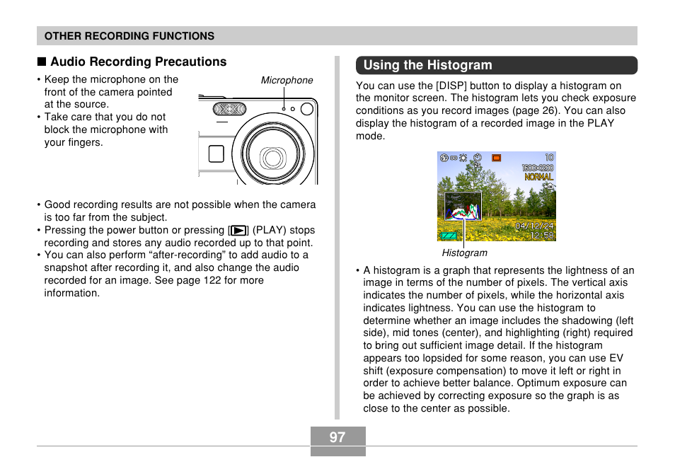Using the histogram | Casio EXILIM EX-Z55 User Manual | Page 97 / 208