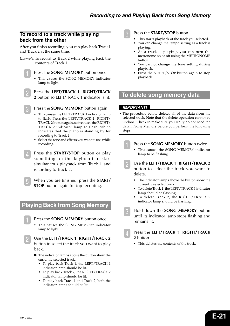 E-21 | Casio PX500L User Manual | Page 23 / 36