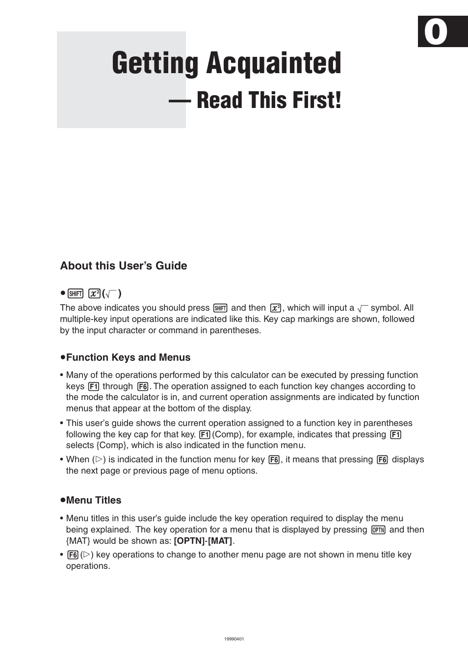 Getting acquainted, Read this first | Casio ALGEBRA FX 1.0 PLUS User Manual | Page 23 / 24