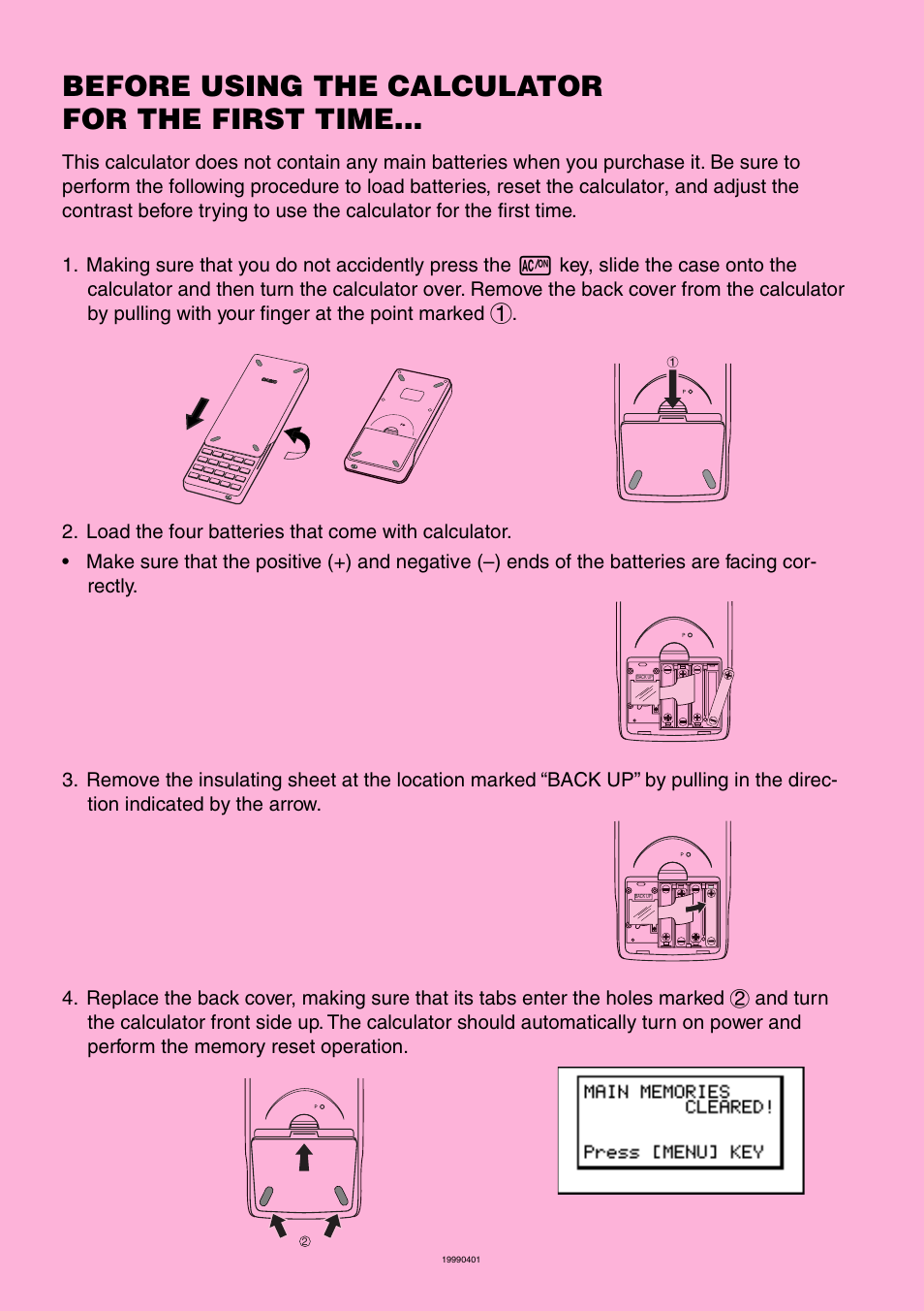 Before using the calculator for the first time | Casio ALGEBRA FX 1.0 PLUS User Manual | Page 3 / 24