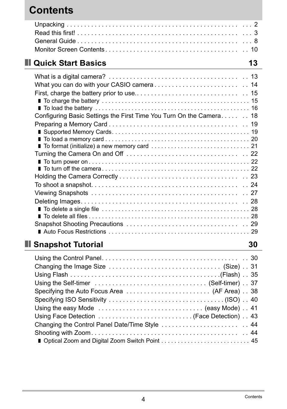 Casio EXILIM EX-S9 User Manual | Page 4 / 145
