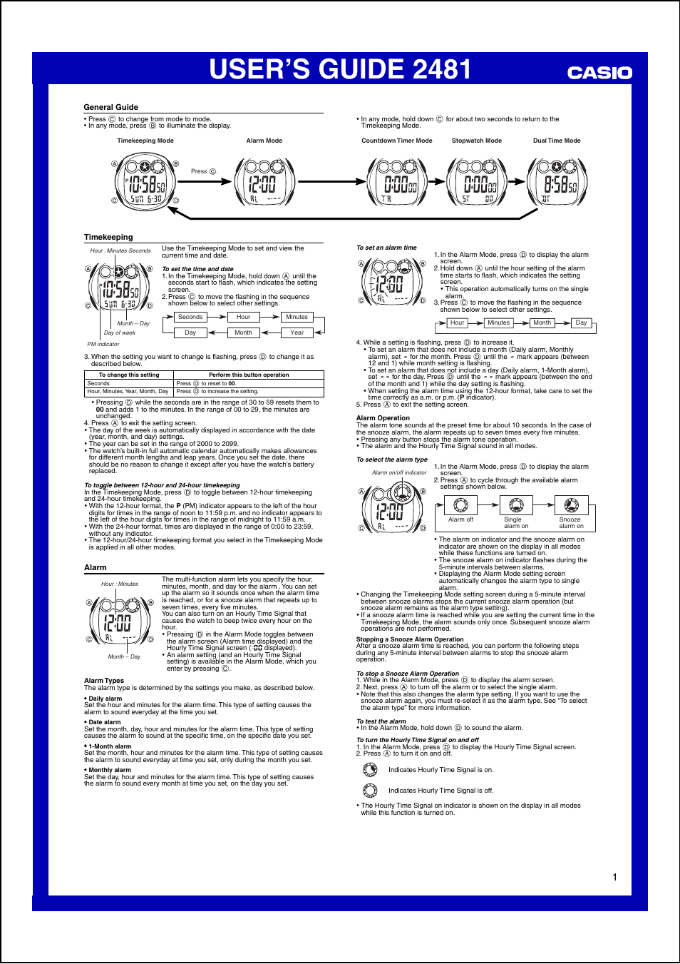 Casio 2481 User Manual | 2 pages