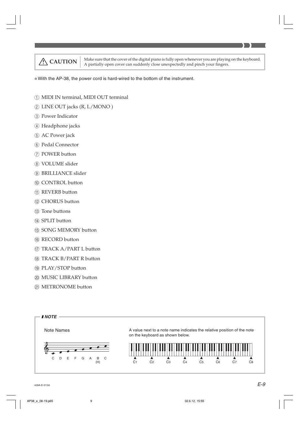Caution | Casio AP-38 User Manual | Page 13 / 54