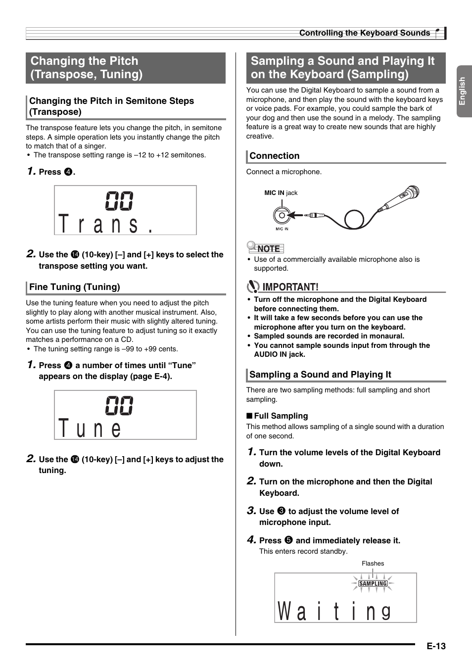 Changing the pitch (transpose, tuning) | Casio LK230ES1A User Manual | Page 15 / 47