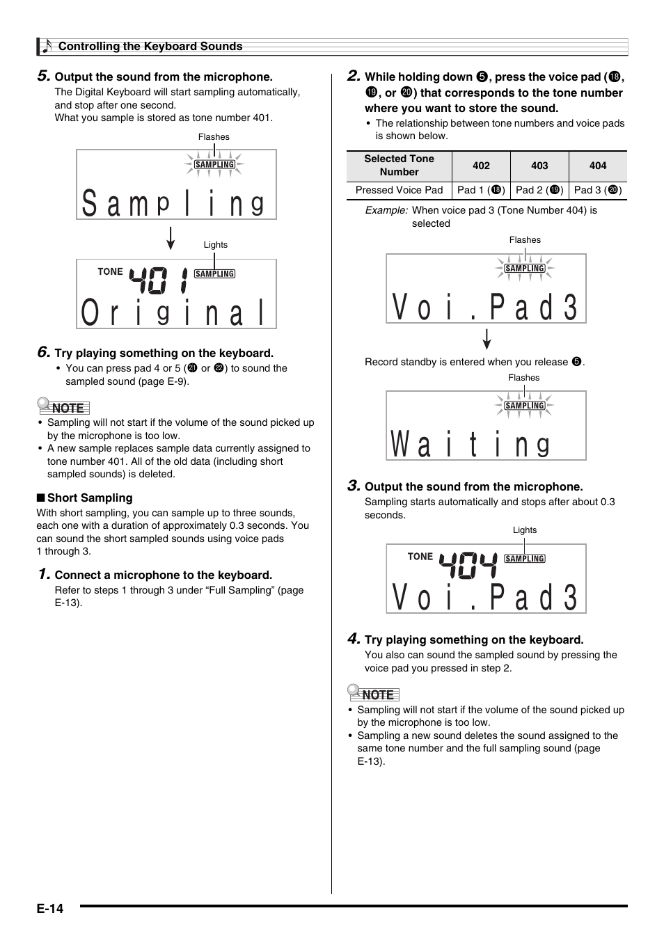 S a m, L i n, O r i | I n a l, V o i . p a d 3 | Casio LK230ES1A User Manual | Page 16 / 47