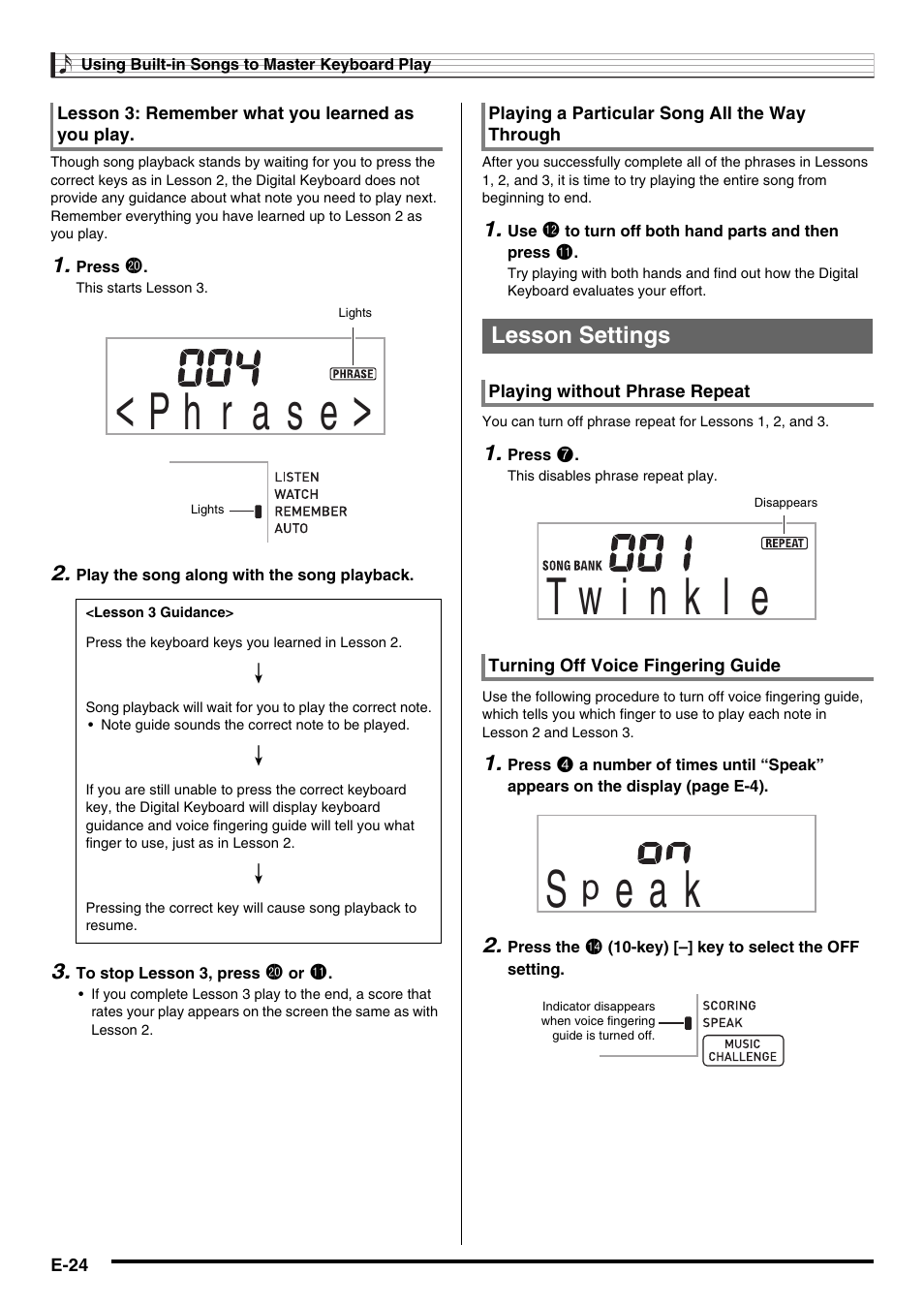 E a k | Casio LK230ES1A User Manual | Page 26 / 47