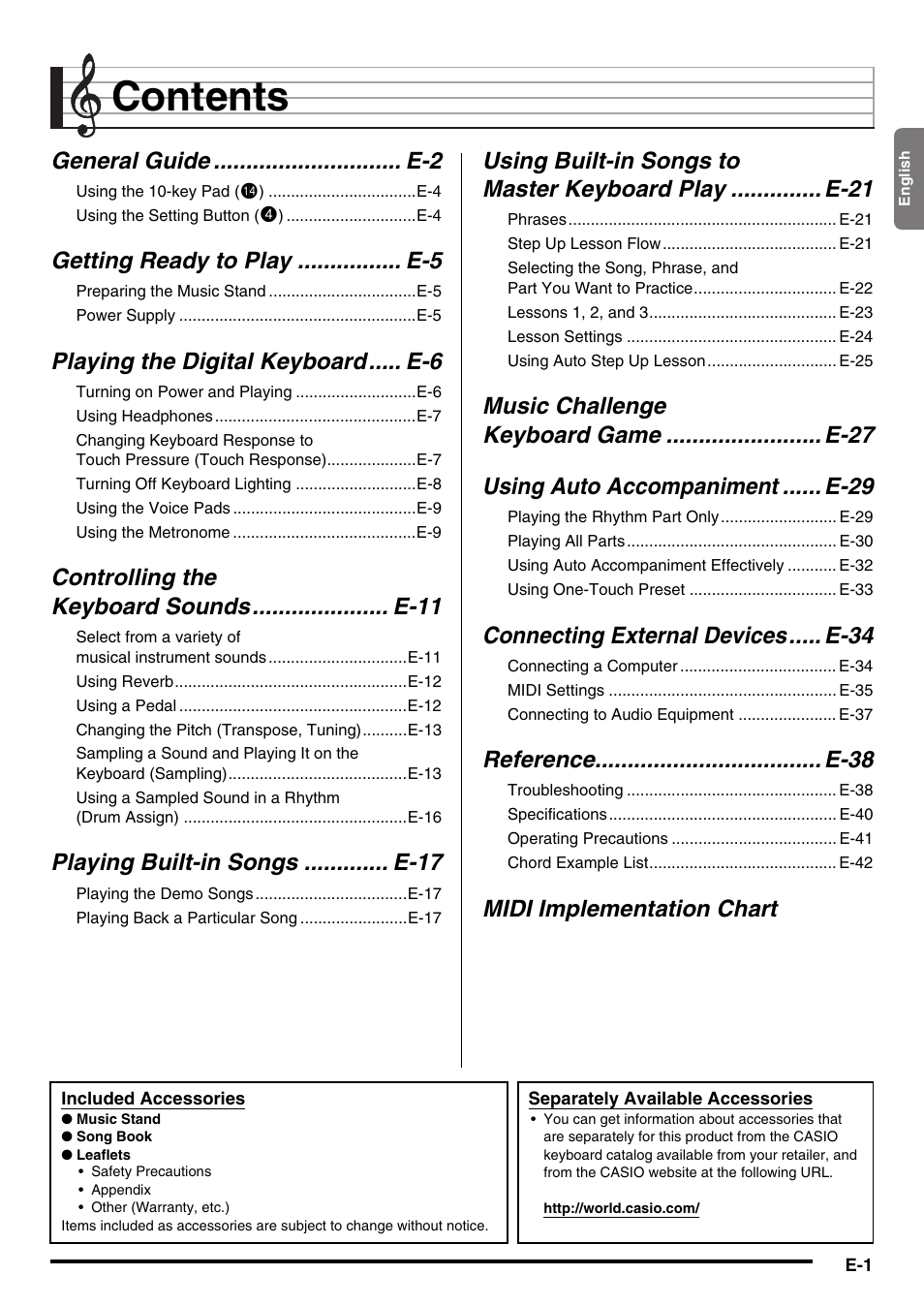Casio LK230ES1A User Manual | Page 3 / 47
